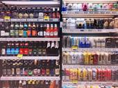 european market with liquor