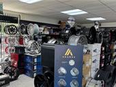 workshop with wheel tires