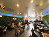 modern restaurant with mezzanine